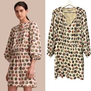 BURBERRY Pallas Heads Prints Silk Dress with Neck Tie in Natural White